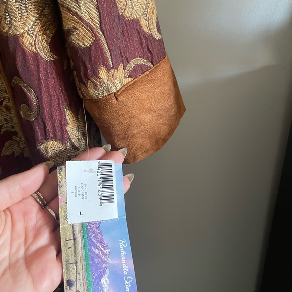 NWT Vintage Panhandle Slim Tan and Red Floral Tapestry Jacket - Picture 7 of 13